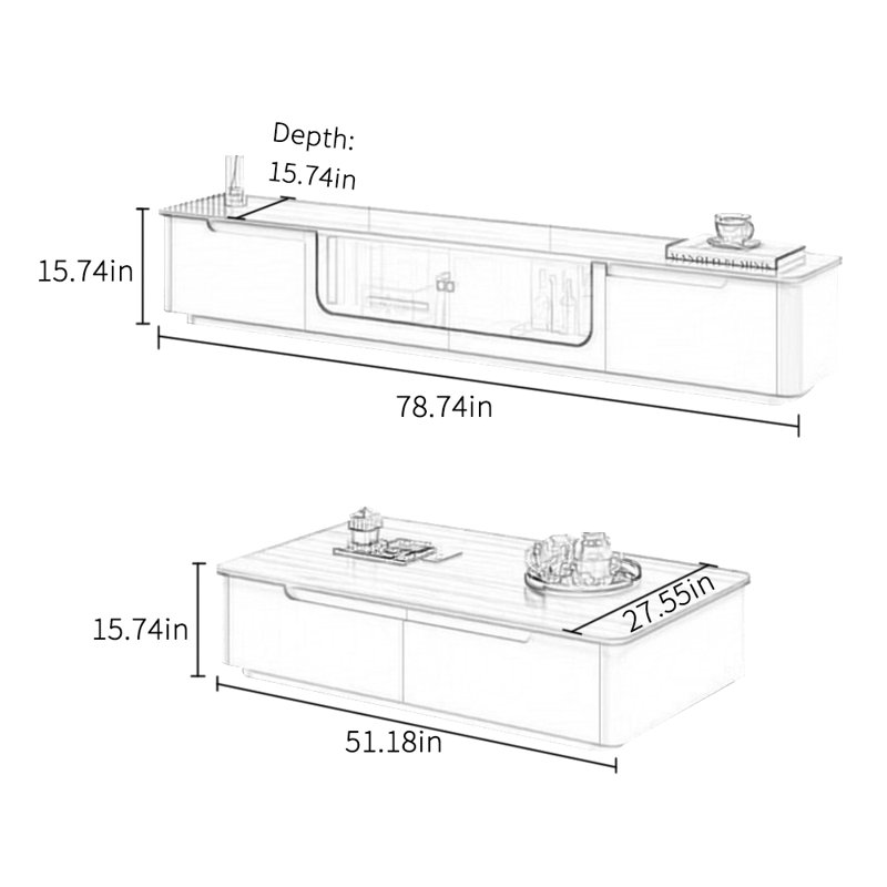 Simple coffee table TV cabinet combination