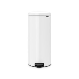 Superio 9 Gallon Plastic Trash Can with Swing Top Lid, Waste Bin for Under  Desk, Office, Bedroom, Bathroom- 37 Qt White