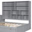 Lit de jour en bois avec trois tiroirs, bureau, tablettes et lumières-1087283952