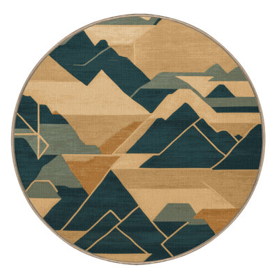 Machine Washable Art Deco Brown Area Rug