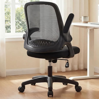 Office Chair Enhanced Lumbar Support, Padded Flip-up Armrests, Ideal for Office or Study, Black
