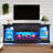 Alvilda 3-Sided Fireplace TV Stand with Adjustable Shelves & LED Light-143542121-144371011