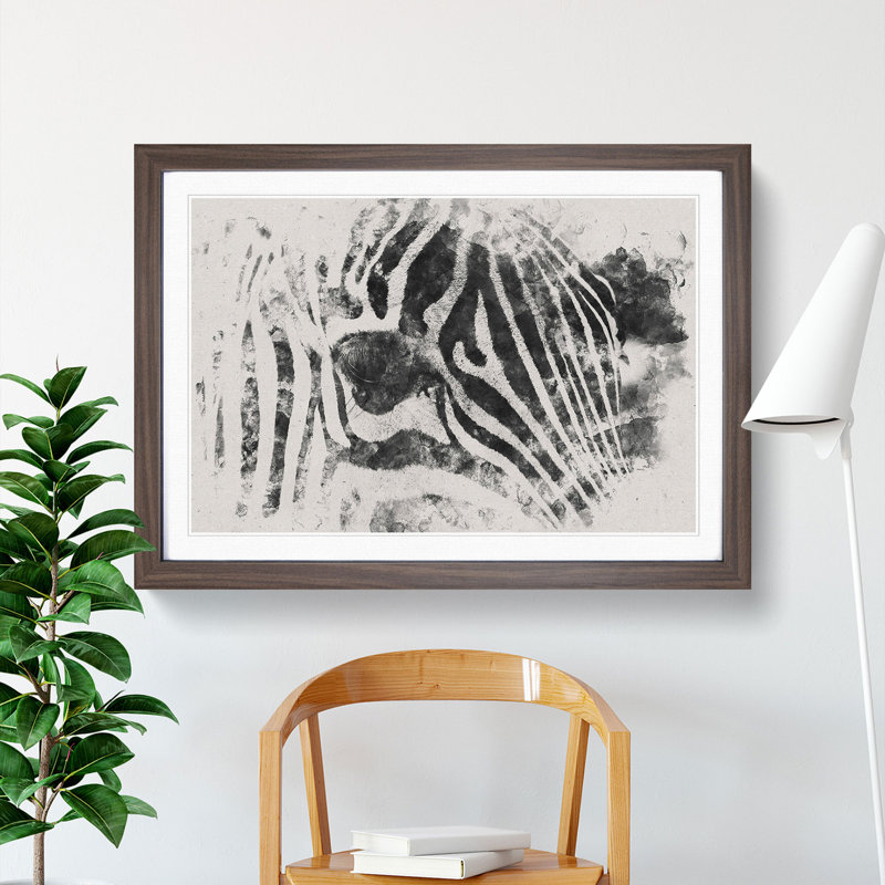 Zebra Vol.1 Watercolour - Framed Print, Walnut, 27cm H x 36cm W x 2cm D