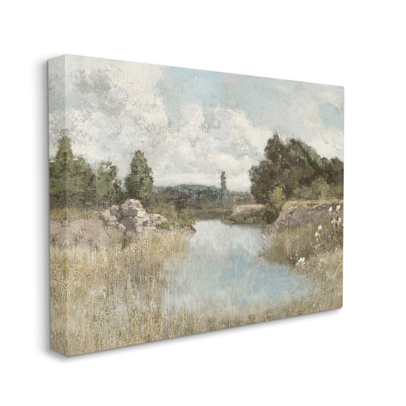 Nature Stream Wilderness Creek Landscape Wrapped Canvas Wall Art