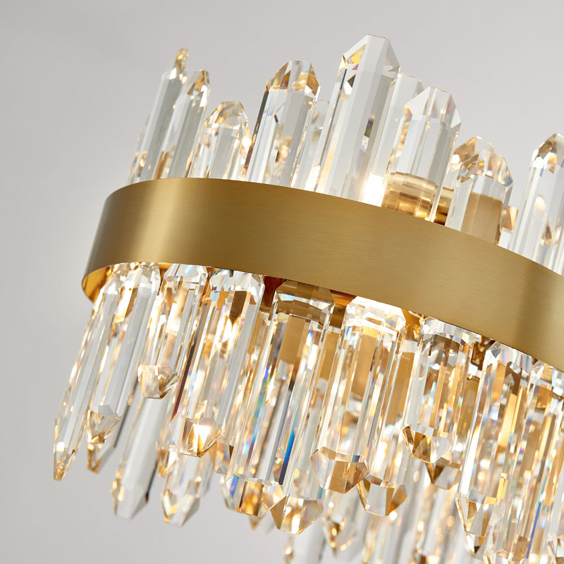 Dimmable Rectangle K9 Crystal Ceiling Light Modern Chandeliers, Gold