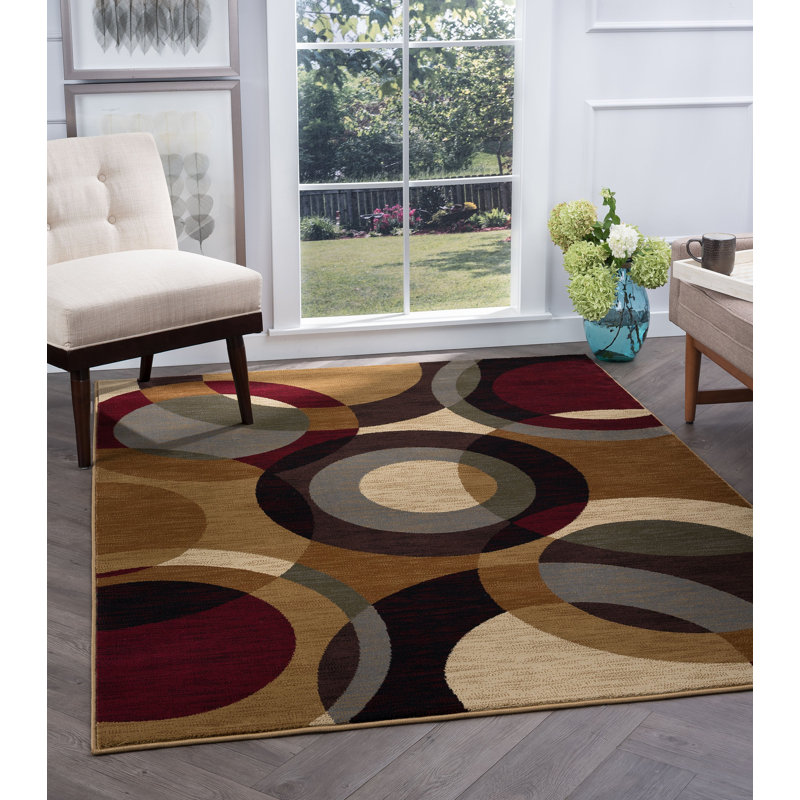 Medon Contemporary Geometric Circles Multicolor Area Rug for Living Room, Dining Room, Bedroom, Rectangle 7'10" x 10'3"