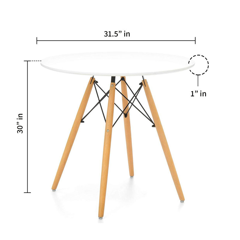  Ensemble de table ronde 36 po avec 2 pieds en acier Smash, H 29 po x l 31,5 po x P 31,5 po