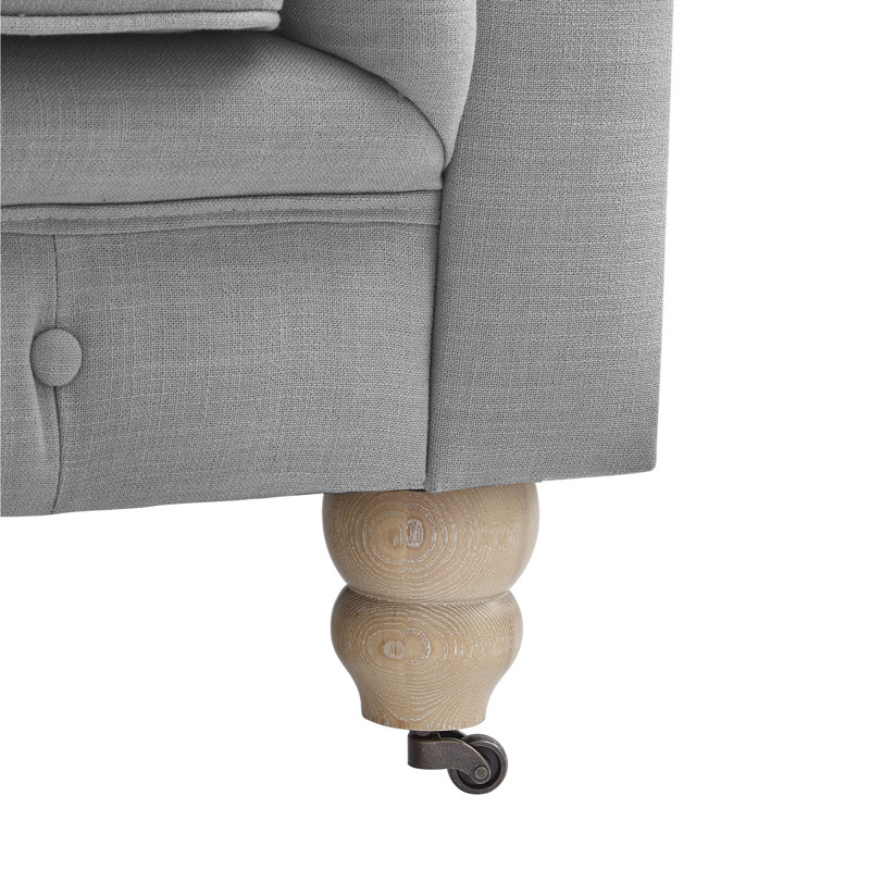 Causeuse Chesterfield en lin Elegance pour chambre à coucher Elina, Lin gris clair