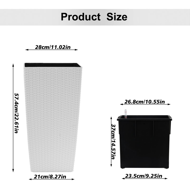 White Faux Planter With Automatic Watering For Gardens Large Function Outdoor & Indoor