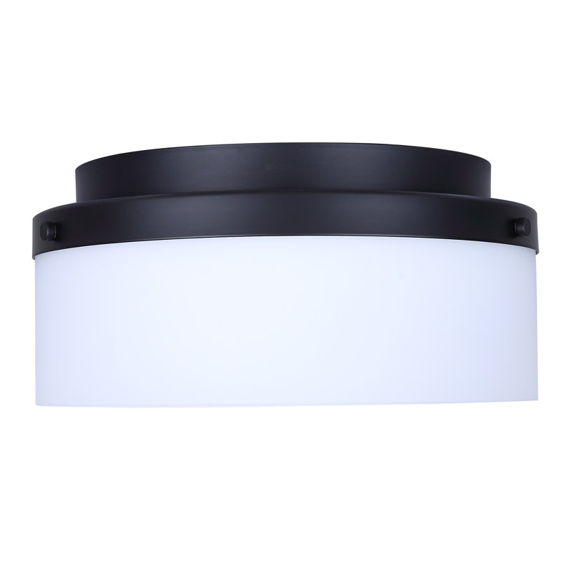 Joll 12.25 In. 2-Light 60-Watt Modern Black Flush Mount With Flat Opal Glass Shade