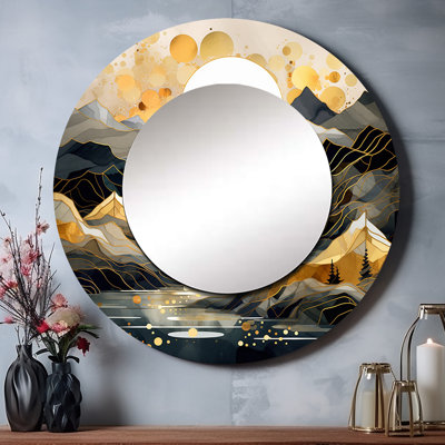 Scandinavian Simplicity II - miroir mural scandinave unique, miroir rond blanc, impression d'art en métal