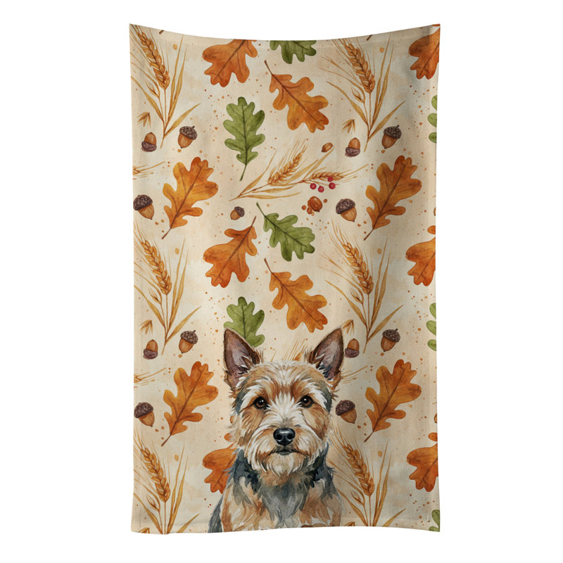 Norwich Terrier Heirloom Fall Kitchen Towel, Norwich Terrier