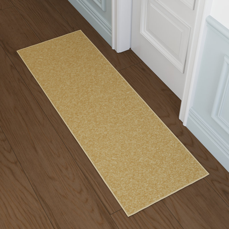 Beige Polyamide Non-Slip Rubberback Runner Rug for Kitchen