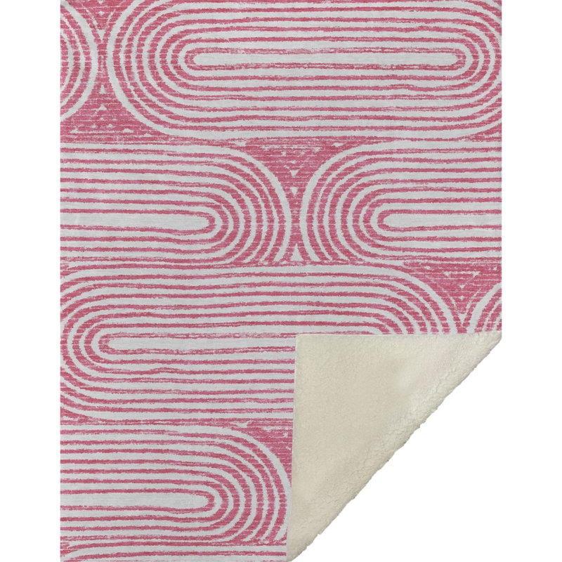 Jeté Art déco en sherpa Addison, Rosé
