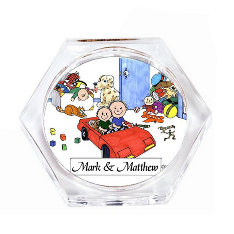 Ensemble de sous-verres personnalisés à 4 sous-verres Brothers, Oui