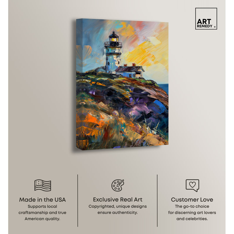 Colorful Lighthouse 16" x 24" Canvas Wall Art