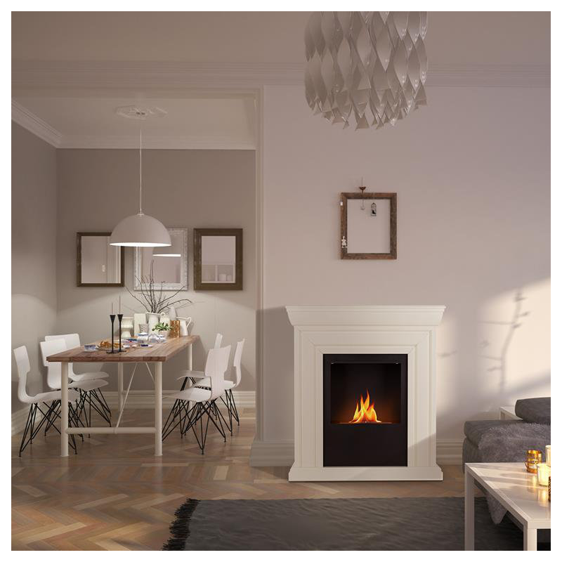 OneConcept 100cm W White Bio-Ethanol Fireplace