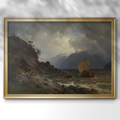 Norwegian Fjord in Stormy Weather-Hans Gude-Framed Gallery Wrapped Canvas-c. late 19th Century