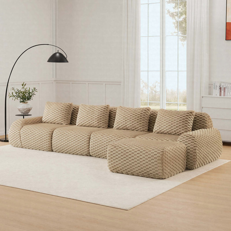 Canapé modulaire Boneless, Tissu chameau clair