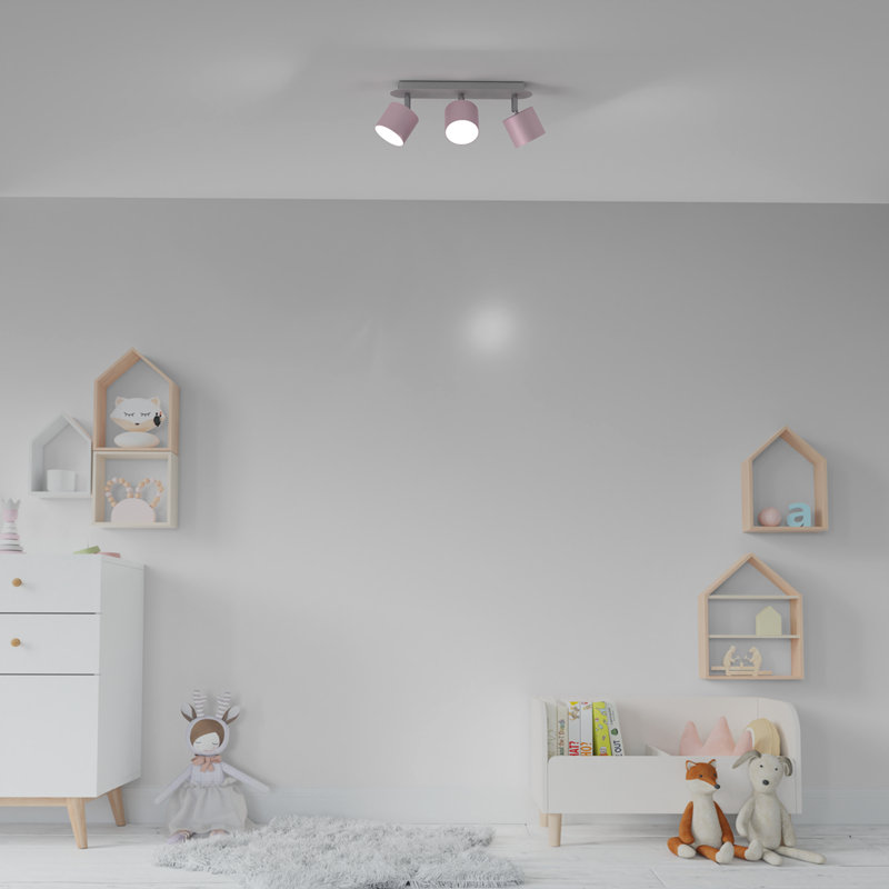 Semi Flush Mount, Pink/White