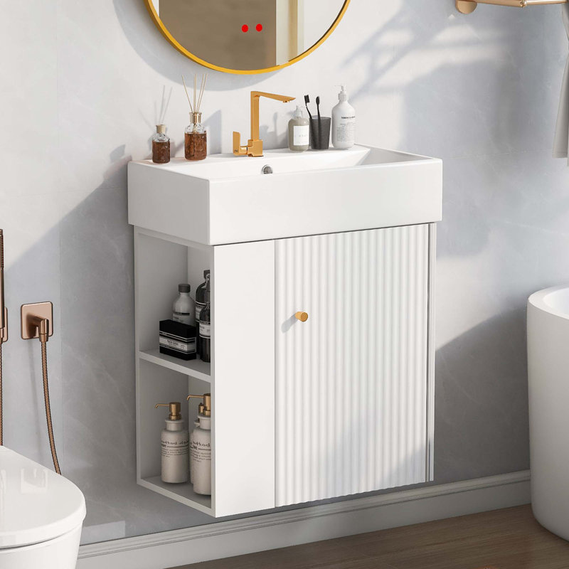 Meuble-lavabo flottant moderne avec lavabo en céramique