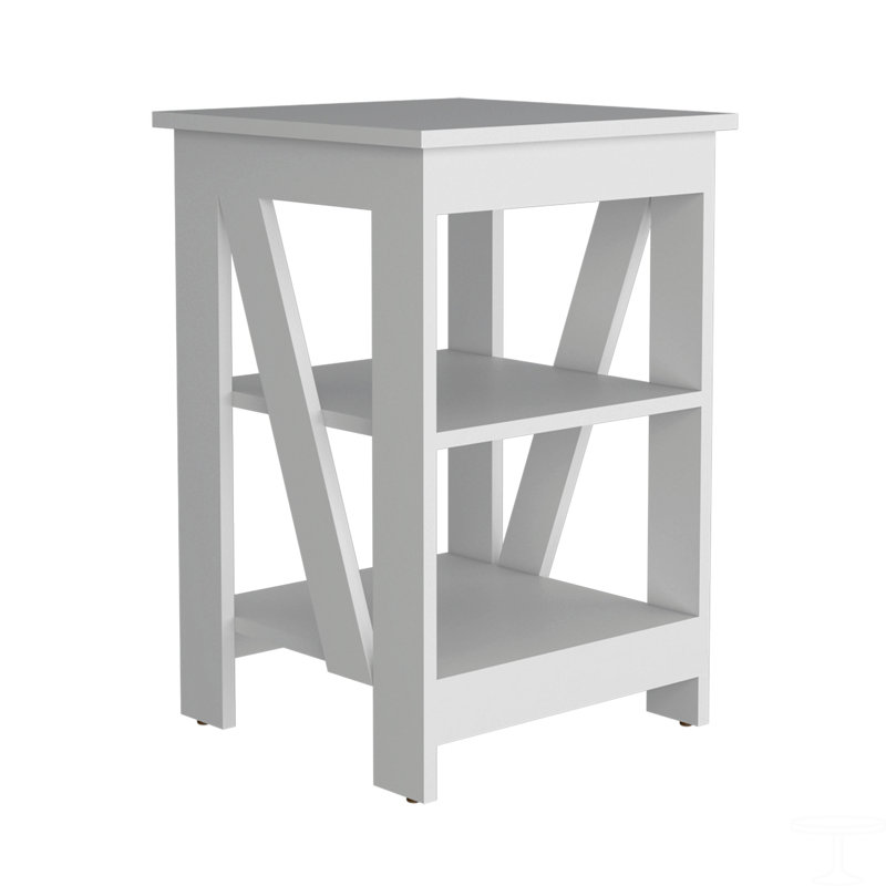 Table de bout / table de chevet à 3 niveaux, table d'appoint pour petits espaces, Blanc