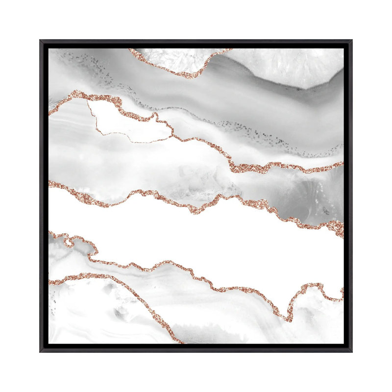 «Rose Agate Texture VI», reproduction d'art sur toile encadrée, H 18 po x l 18 po, Noir patiné