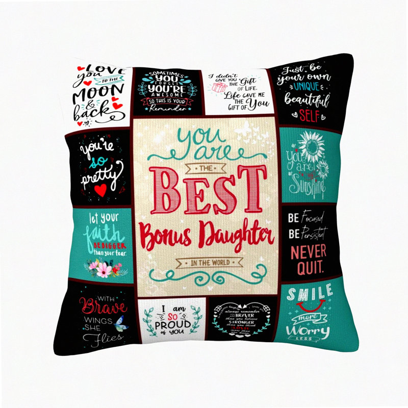 Cherished Stepdaughter Throw Pillow - Present - Pillow Cover