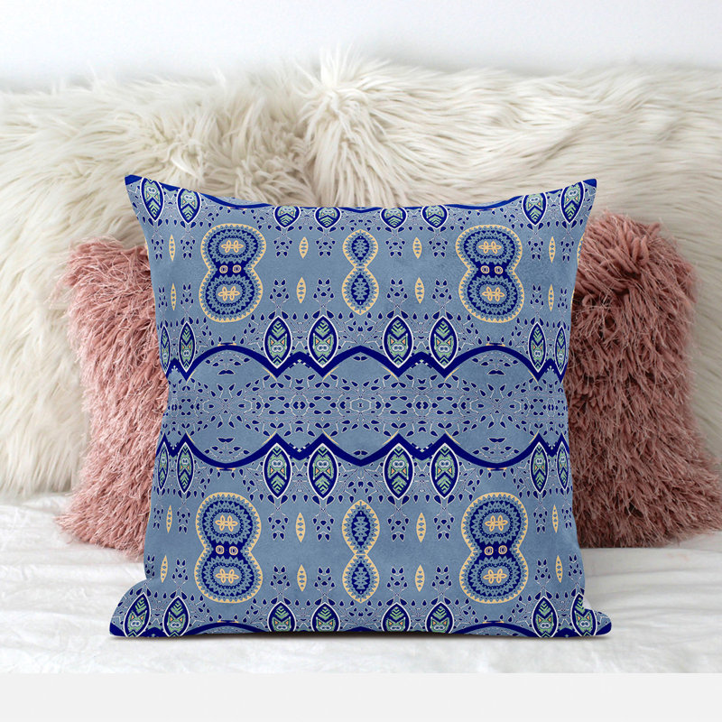  Housse et insert de coussin carré séphaline, 18 po x 18 po, Bleu pâle / bleu marine