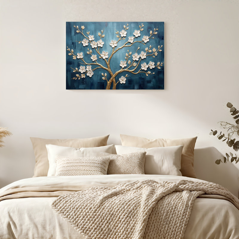 «Gallery Wrap», art mural sur toile pour le salon, la chambre à coucher, le bureau ou le vestibule - décoration murale décorative avec arbre floral