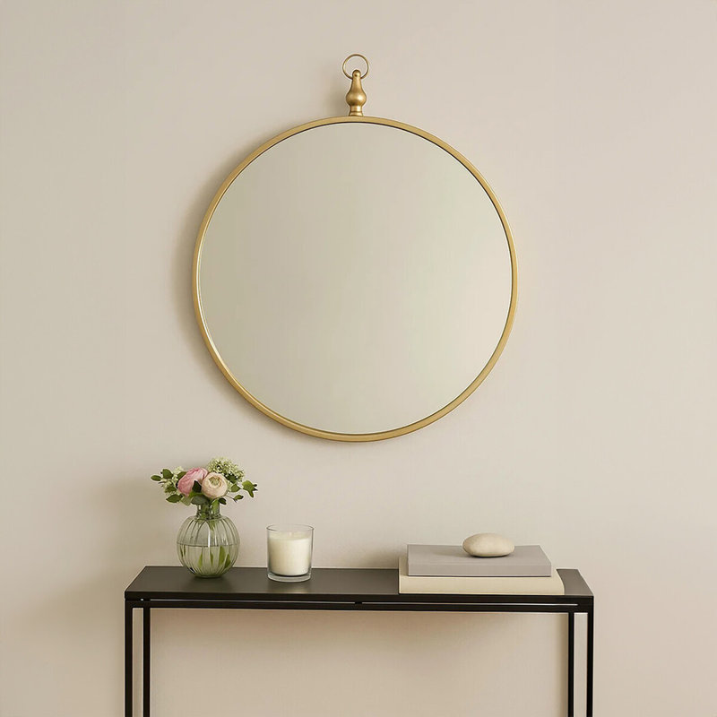 Alfons Metal Round Mirror, Gold, 62 x 55 cm