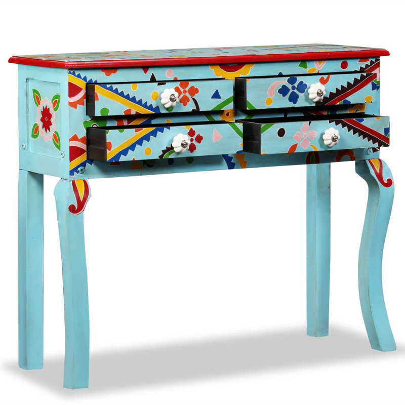 Carmella 90cm Solid Wood Console Table, Blue