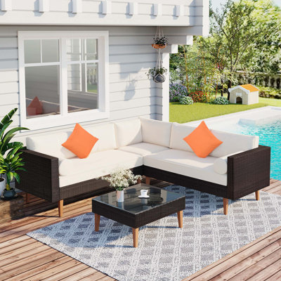 Leisel 81.1'' Wicker Outdoor Patio Sectional Set