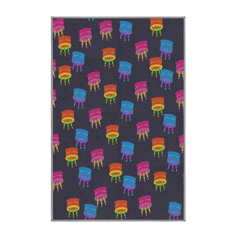 Bleu Cynthia/rouge/noir Tapis décoratif, Rectangle 8 pi x 12 pi