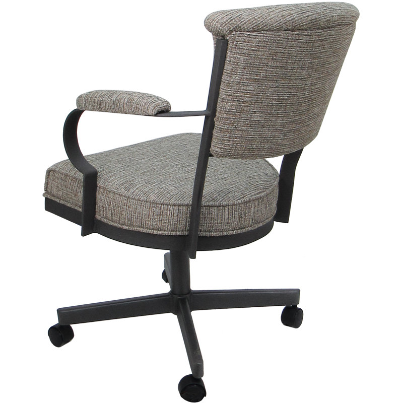 Chaise pivotante en métal Magaw, Mélange de polyester brun clair, Gris