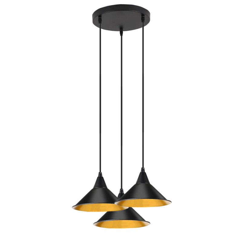 Rosenthal 3-Light Cluster Cone Pendant, Black