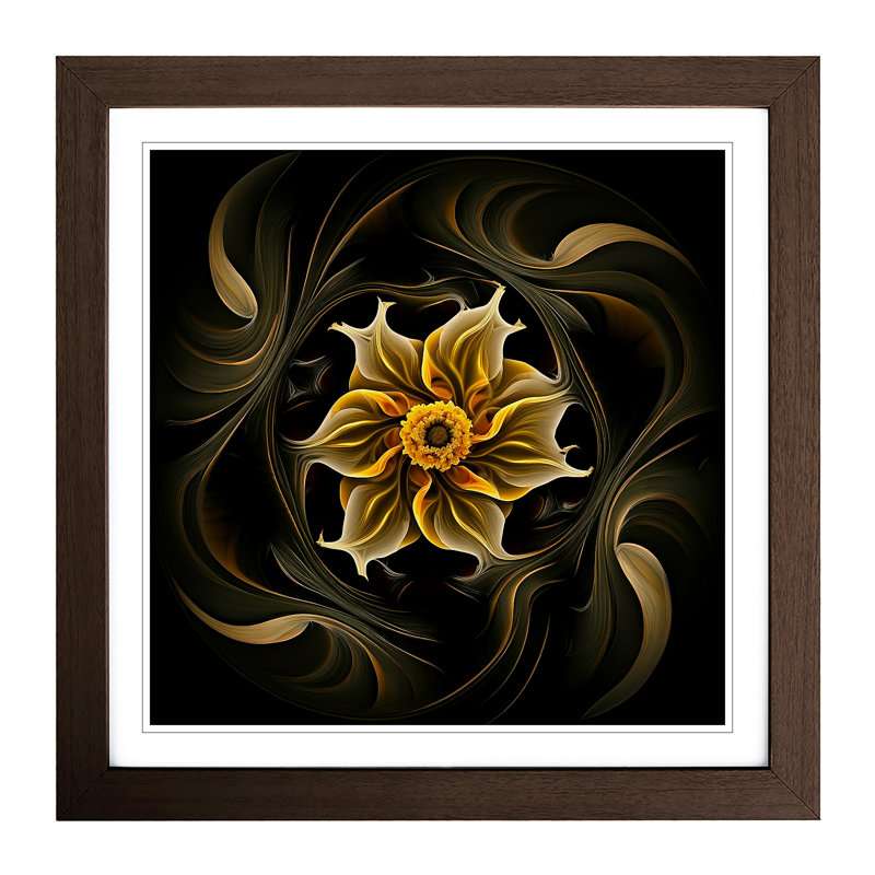 Daffodil Abstract Art - Framed Print, Walnut