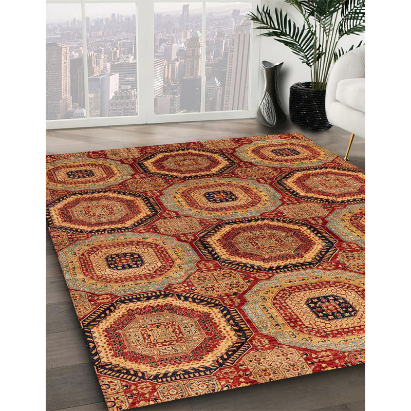 Tapis abstrait à motif abstrait moderne, Carré 8 pi