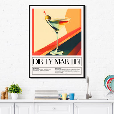 Mid-Century sale Martini avec olive à 5 A 7 - cocktails Art mural salon