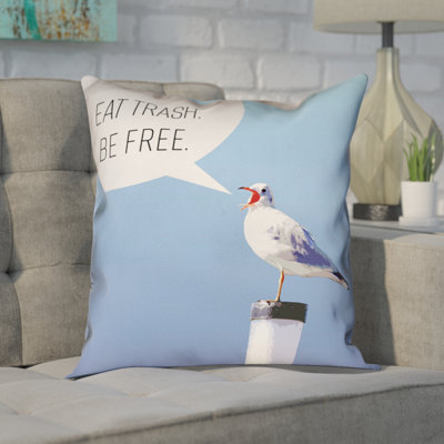 Coussin Katelyn Smith Eat Trash Be Free Seagull
