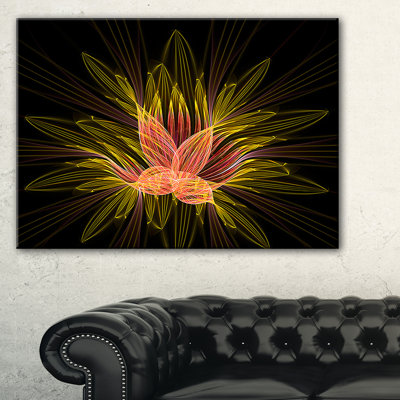 «Yellow Yellow Red Fractal Flower in Dark», impression sur toile tendue