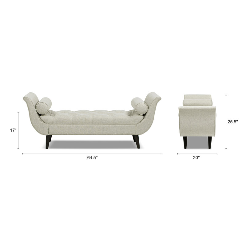 Lucien Upholstered Bench, Beige, Black