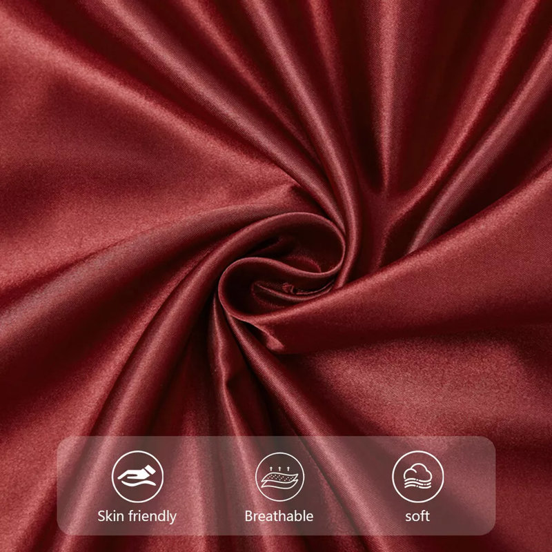 Ensemble de 2 taies d'oreiller en satin de satin de luxe pour très grand taie d'oreiller standard, 20 po x 30 po, Vin rouge