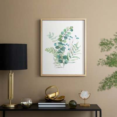 «Blue Mist Eucalyptus I», reproduction encadrée - bois massif