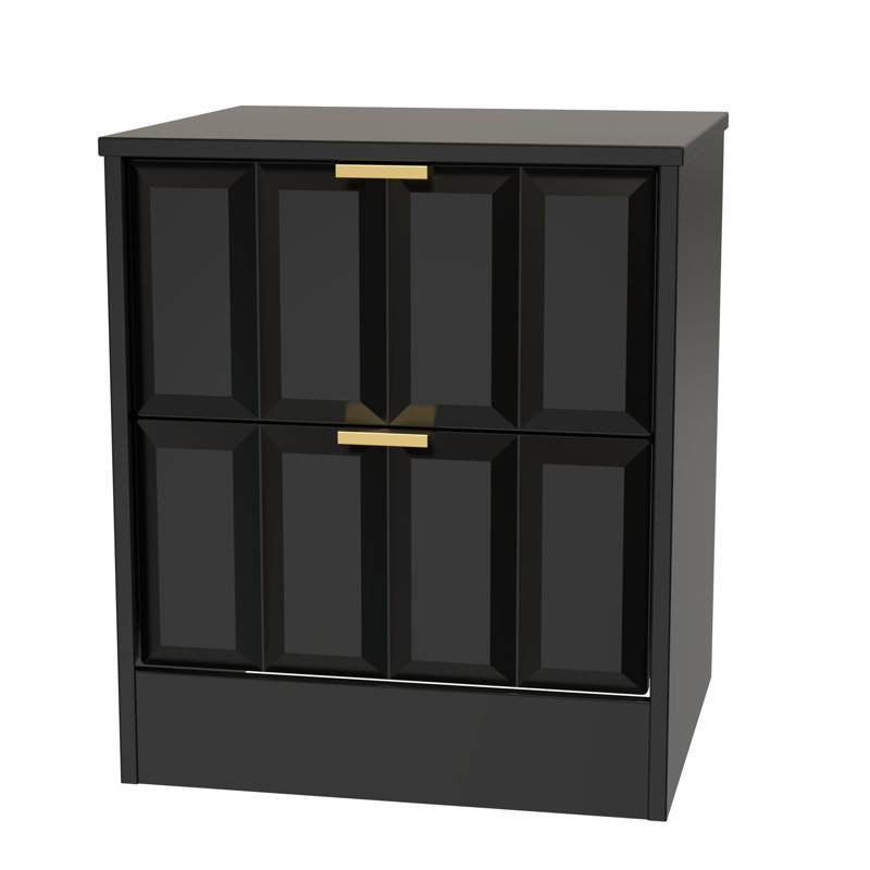 Doss 45cm W Manufactured Wood Bedside Table, Deep Black/Black Matt