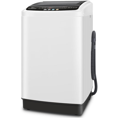 Machine à laver portative avec pompe de vidange Nina 2,8 pi³ avec pompe de vidange 20 lb avec 10 programmes 8 niveaux d'eau Machine à laver pour les appartements - couvercle en verre à fermeture lente, blanc