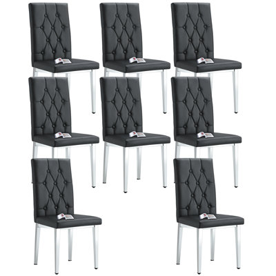 Ensemble de 8 chaises de salle à manger en cuir Buckle Grid