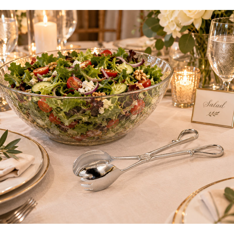 Pince à salade argentée. 25 cm
