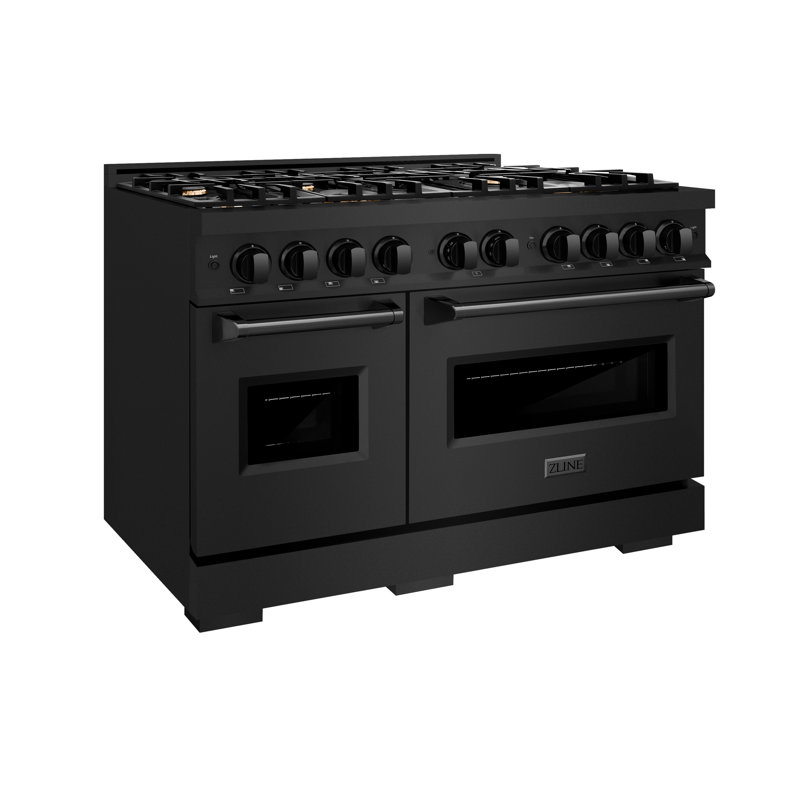 ZLINE Autograph 48" Classic Dual Fuel Black Stainless Range w/ Bronze Accents, Black Stainless Steel