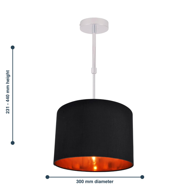 Edgaras Fabric Semi Flush Mount, Black/Copper
